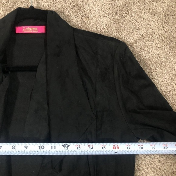 Catherine Malandrino Black Faux Suede Open Cascade Waterfall Jacket Petite Small - Picture 13 of 13